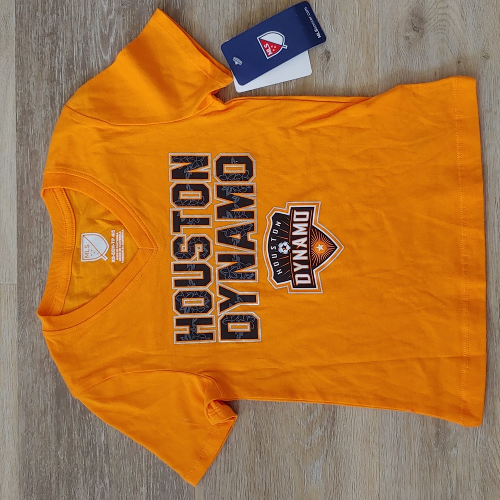 NWT MLS Houston Dynamo Youth Girls T-Shirt Orange Size XS